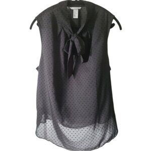 H M Sheer Black Polka Dot Sleeveless Blouse Top Size 18